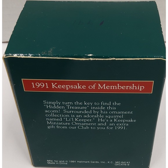 1991 Hallmark Keepsake Ornament Collector's Club Hidden Treasure Squirrel Acorn - Picture 11 of 11